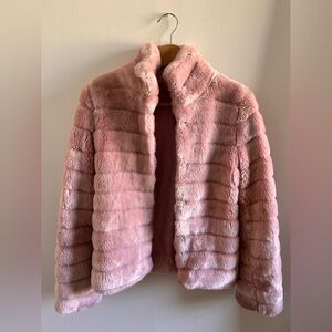 Vintage Soft Pastel Pink Faux Fur Jacket